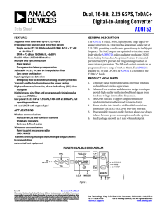 Dual, 16-Bit, 2.25 GSPS, TxDAC+ Digital-to-Analog Converter AD9152 Data Sheet