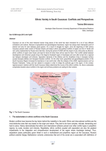 Ethnic Variety in South Caucasus: Conflicts and Perspectives Tarana Shirvanova