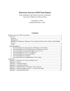 Reference Services NSM Team Report 