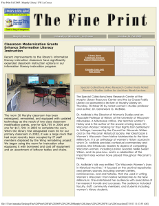 Inside this issue: Classroom Modernization Grants Enhance Information Literacy