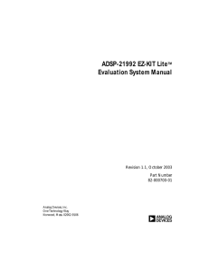 a ADSP-21992 EZ-KIT Lite Evaluation System Manual Revision 1.1, October 2003
