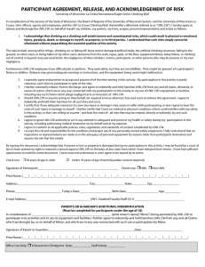 PARTICIPANT AGREEMENT, RELEASE, AND ACKNOWLEDGEMENT OF RISK