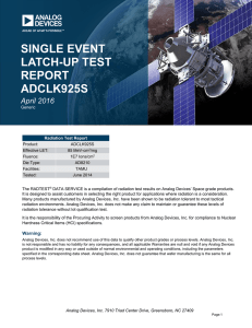 SINGLE EVENT LATCH-UP TEST REPORT ADCLK925S