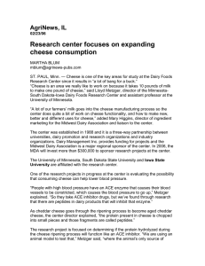 Research center focuses on expanding cheese consumption AgriNews, IL