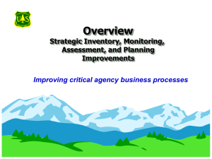 Overview Strategic Inventory, Monitoring, Assessment, and Planning Improvements