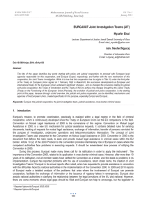 EUROJUST Joint Investigation Teams (JIT) Myzafer Elezi Mediterranean Journal of Social Sciences