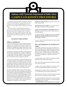 CAMPUS LOCKDOWN PROCEDURES Alabama A&amp;M University Department of Public Safety