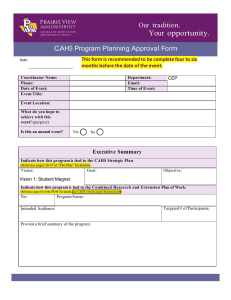 Your  opportunity.  Our  tradition. CAHS Program Planning Approval Form