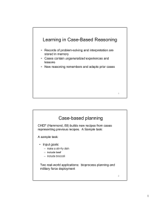 Learning in Case-Based Reasoning