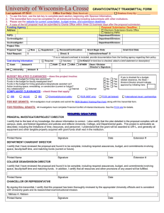 University of Wisconsin-La Crosse  GRANT/CONTRACT TRANSMITTAL FORM Last updated: 07/2013