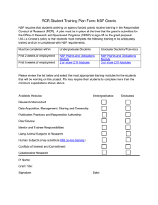 RCR Student Training Plan Form: NSF Grants