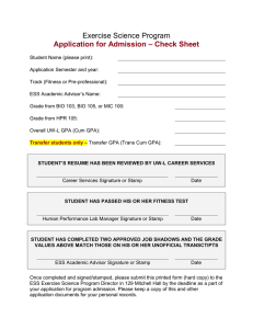 Exercise Science Program – Check Sheet Application for Admission