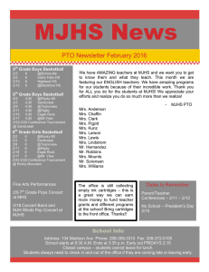 MJHS News PTO Newsletter February 2016