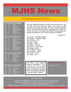 MJHS News PTO Newsletter January 2016