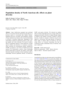 Population density of North American elk: effects on plant diversity