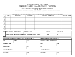 ALABAMA A&amp;M UNIVERSITY REQUEST FOR DISPOSAL OF SURPLUS PROPERTY