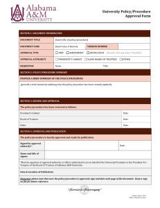 University Policy/Procedure Approval Form