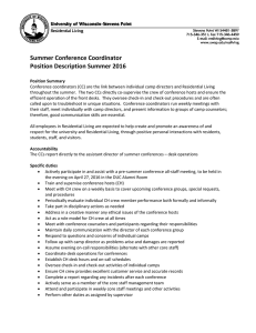 Summer Conference Coordinator Position Description Summer 2016