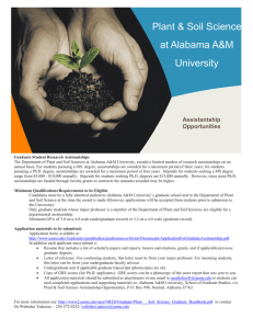 Plant &amp; Soil Science at Alabama A&amp;M University Assistantship