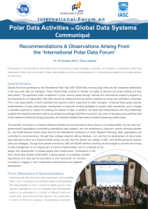 Recommendations &amp; Observations Arising From the ‘International Polar Data Forum’