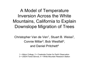 A Model of Temperature Inversion Across the White Mountains, California to Explain