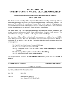 TWENTY-FOURTH PACIFIC CLIMATE WORKSHOP AGENDA FOR THE 19-22 April 2009