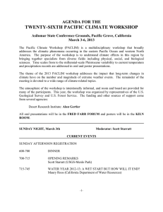 TWENTY-SIXTH PACIFIC CLIMATE WORKSHOP AGENDA FOR THE March 3-6, 2013