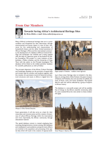 From Our Members 21 Towards Saving Africa’s Architectural Heritage Sites