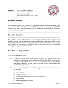 15.99.05      Research Compliance Regulation Statement