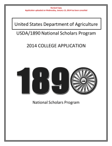United States Department of Agriculture USDA/1890 National Scholars Program 2014 COLLEGE APPLICATION