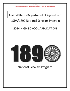 United States Department of Agriculture USDA/1890 National Scholars Program