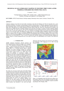 REGIONAL SCALE LITHOLOGIC MAPPING IN WESTERN TIBET USING ASTER