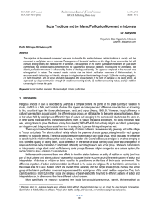 Social Traditions and the Islamic Purification Movement in Indonesia Dr. Sutiyono