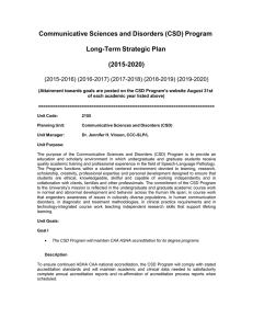 Communicative Sciences and Disorders (CSD) Program Long-Term Strategic Plan (2015-2020)