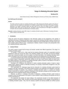 Design of a Marketing Information System Mediterranean Journal of Social Sciences