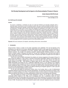 Civil Society Development and its Impact on the Democratization Process in... Mediterranean Journal of Social Sciences Ardian Kastrati, MA (Phd Cand)