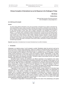 Chinese Conception of International Law as the Response to the... Mediterranean Journal of Social Sciences Ella Gorian MCSER Publishing, Rome-Italy