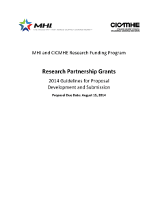 Research Partnership Grants  MHI and CICMHE Research Funding Program