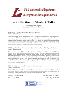 A Collection of Student Talks Mathematics Department
