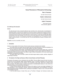 Human Phenomenon in Philosophical Anthropology Mediterranean Journal of Social Sciences
