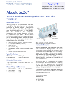 Absolute.Za* Lenntech Absolute Rated Depth Cartridge Filter with Z.Plex* Filter Technology