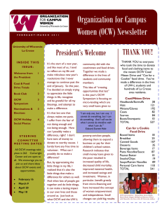 Organization for Campus Women (OCW) Newsletter President’s Welcome
