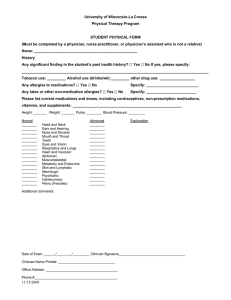 University of Wisconsin-La Crosse Physical Therapy Program STUDENT PHYSICAL FORM