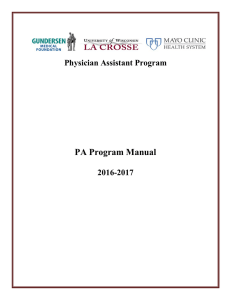 PA Program Manual Physician Assistant Program 2016-2017