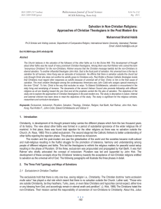 Salvation in Non-Christian Religions: Mediterranean Journal of Social Sciences Muhammad Shahid Habib