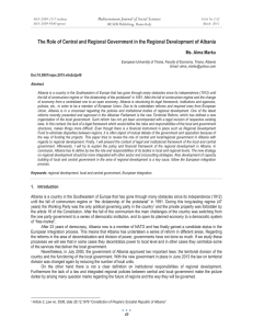 The Role of Central and Regional Government in the Regional... Mediterranean Journal of Social Sciences Ms. Alma Marku MCSER Publishing, Rome-Italy