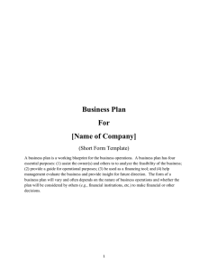 Business Plan For [Name of Company]
