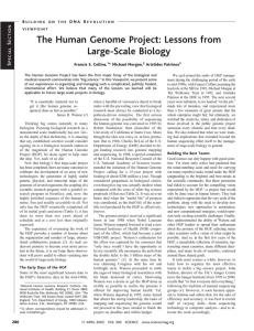 The Human Genome Project: Lessons from Large-Scale Biology Francis S. Collins,
