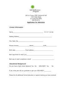 Application for Admission  Contact Information