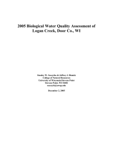 2005 Biological Water Quality Assessment of Logan Creek, Door Co., WI